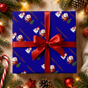 Papier Cadeau Joli Père Noël Bonhomme de Neige & Renne Noël Emba