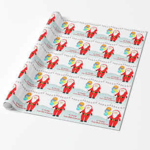Papier Cadeau Joli Père Noël Envelopper Cadeau Personnalisé P