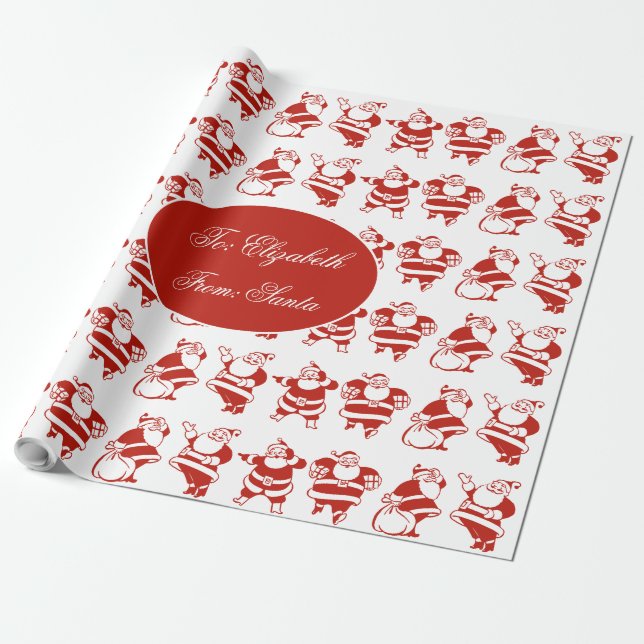 Papier Cadeau Joli Père Noël Motif Rouge Noël (Déroulé)