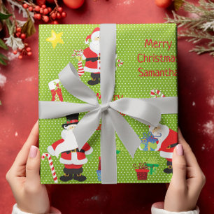 Papier Cadeau Joli Père Noël personnalisé Joyeux Noël coloré