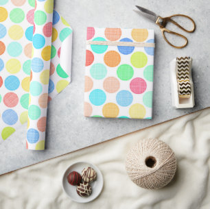 Papier Cadeau Joli Préppy Couleurs été Pois Motif