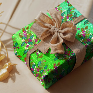 Papier Cadeau Joli rétro vintages vacances vert rose