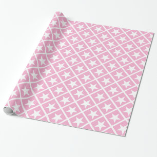 Papier Cadeau Joli Rose Blanc Etoiles Cadeau Élégant Motif moder