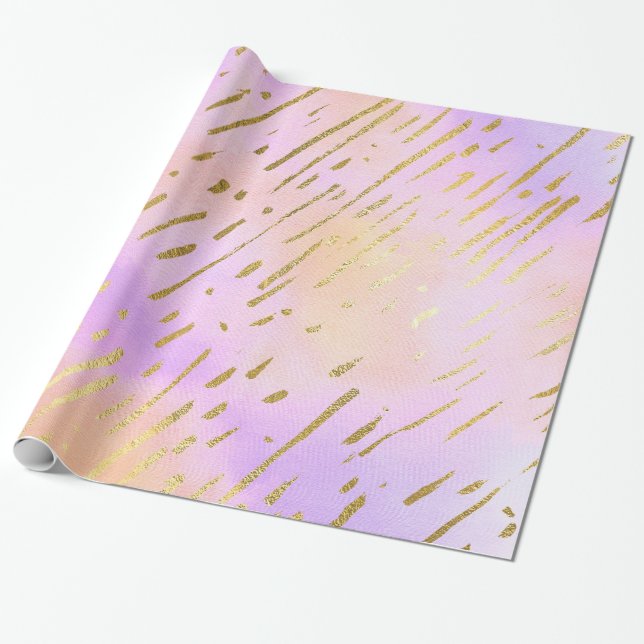 Papier Cadeau Joli rose et or (Déroulé)