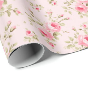 Papier Cadeau Joli Rose peint en rose
