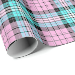 Papier Cadeau Joli rose Turquoise Tartan écossais Plaid