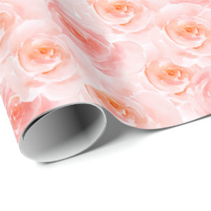Papier Cadeau Joli Roses d'aquarelle rose