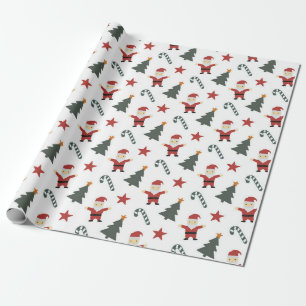 Papier Cadeau Joli Sucre de canne Père Noël sapin de Noël