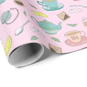 Papier Cadeau Joli Tea Party Tea Party Teapots Motif