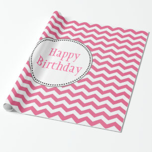 Papier Cadeau joli, tendance, classique chevron rose