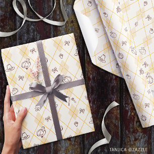 Papier Cadeau Joli Thanksgiving Doodles Motif diamant