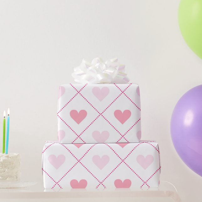 Papier Cadeau Joli Valentines Motif de coeur rose (Cadeaux de fête)