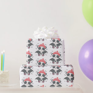 Papier Cadeau Joli Vampire Panda Chauves-souris Fantôme Blanc Ha