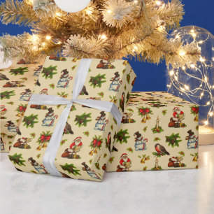 Papier Cadeau Joli Vintage éléments de Noël Papier d'enveloppeme