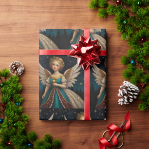 Papier Cadeau Joli Vintage Noël Ange de la veille