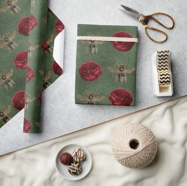 Papier Cadeau Jolie abeilles Floral Élégant Cadeau (Artisanat)