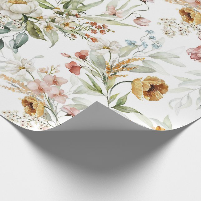 Papier Cadeau Jolie aquarelle Fleur sauvage Florale (Coin)