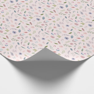 Papier Cadeau Jolie aquarelle motif floral rose pâle
