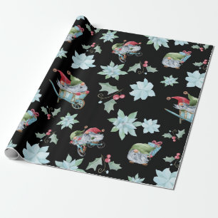 Papier Cadeau Jolie aquarelle Noël Gnomes Motif
