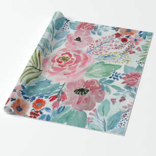 Papier Cadeau Jolie aquarelle peinture à la main art floral