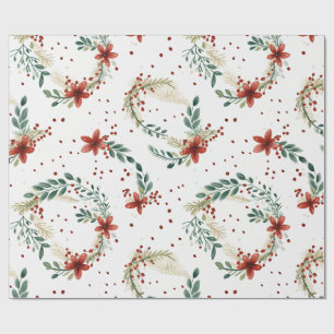 Papier Cadeau Jolie Botanique Fête Florale Noël hiver