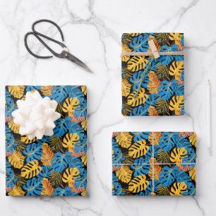 Papier Cadeau Jolie carrelée motif de feuille tropicale