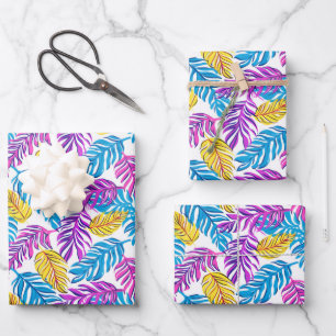 Papier Cadeau Jolie carrelée motif de feuille tropicale