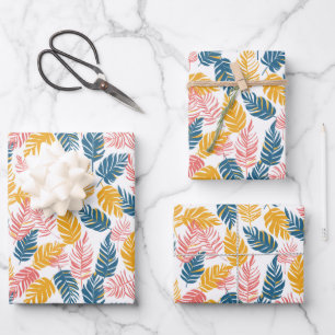 Papier Cadeau Jolie carrelée motif de feuille tropicale
