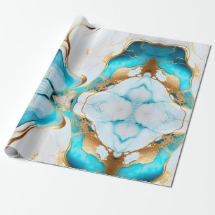 Papier Cadeau Jolie conception de Marbre blanc d'or bleu