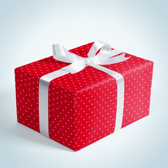 Papier Cadeau Jolie fête de Noël aux points blancs rouges (Créateur téléchargé)