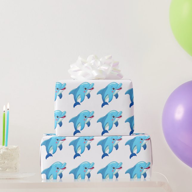 Papier Cadeau Jolie fête des Anniversaires de enfants dauphins d (Cadeaux de fête)