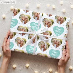 Papier Cadeau Jolie fête des mères 6 Photo Maman Amour Cœurs Men