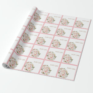 Papier Cadeau Jolie Fille Bébée Rose Floral