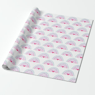 Papier Cadeau Jolie Fille Boho Anniversaire Arc-en-Ciel