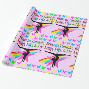 PAPIER CADEAU JOLIE FILLE DE GYMNAST EN TOMBAGE