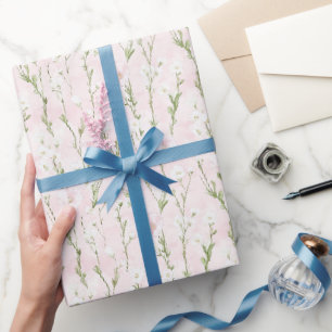 Papier Cadeau Jolie Fleur Rose Anniversaire