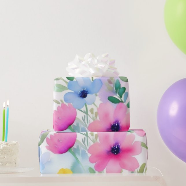 Papier Cadeau Jolie fleurs roses Papier à envelopper (Cadeaux de fête)