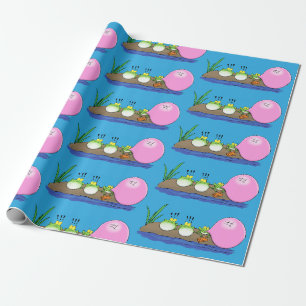 Papier Cadeau Jolie grenouilles drôles bubblegum dessin animé il