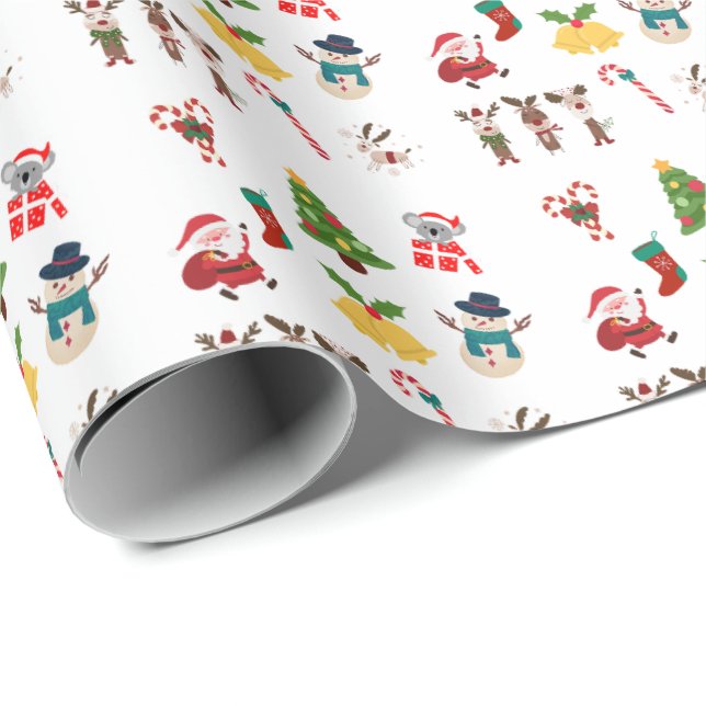 Papier Cadeau jolie illustration de décoration de noël (Coin rond)