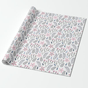 Papier Cadeau Jolie illustration florale tombant en botanique