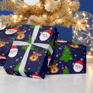 Papier Cadeau Jolie Noël Père Noël Reindeer Vacances d'hiver