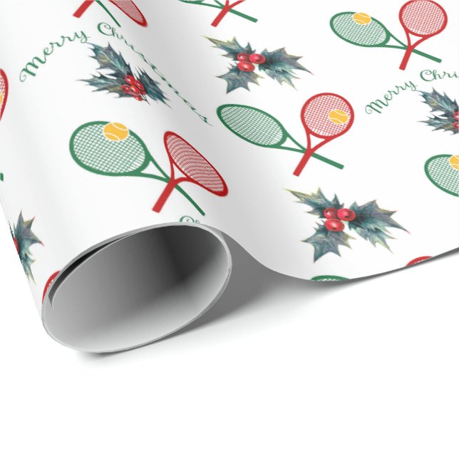 Papier Cadeau Jolie 🎄 Noël 🎾 tennis Papier d'enveloppement (Coin rond)