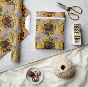 Papier Cadeau Jolie peinture Abstraite de tournesol