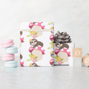 Papier Cadeau Jolie petite fille paresseuse emballage de fête