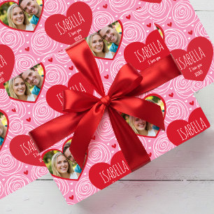Papier Cadeau Jolie photo de la Saint-Valentin Noms coeurs et ro