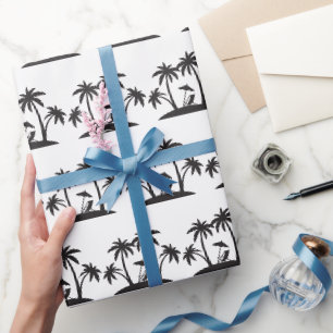Papier Cadeau Jolie plage de sable blanc de palmier noir