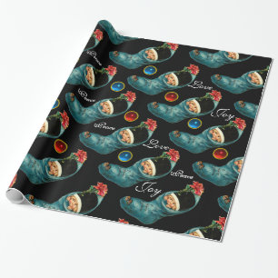 Papier Cadeau Jolie réserve de Noël, Petit enfant, Fleur rouge