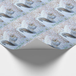 Papier Cadeau Jolie scène de neige d'écureuil gris