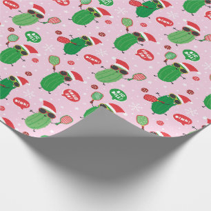 Papier Cadeau Jolies briquettes de Noël rose pâle