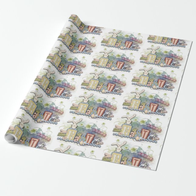 Papier Cadeau Jolies couleurs pastel Enveloppement cadeau de Pâq (Déroulé)